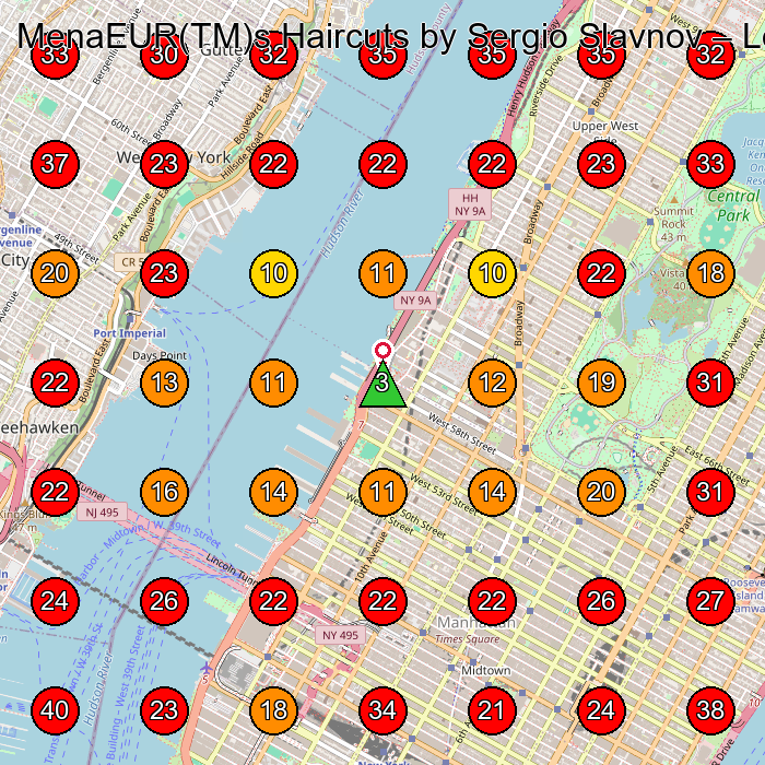 MenaEUR(TM)s Haircuts by Sergio Slavnov GeoGrid visibility map for Beauty Salon in New York